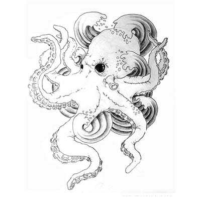 Octopus wave Design Water Transfer Temporary Tattoo(fake Tattoo) Stickers NO.11392